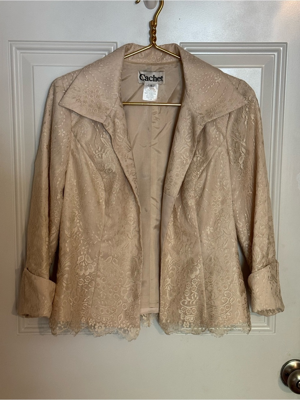 Vintage Cachet Lace Cream Blazer Elegant Quiet Luxury Sz 8 Medium
